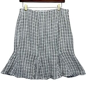 Charles Gray London Women Tweed Flounce Skirt Black White Size 8 Lined Retro